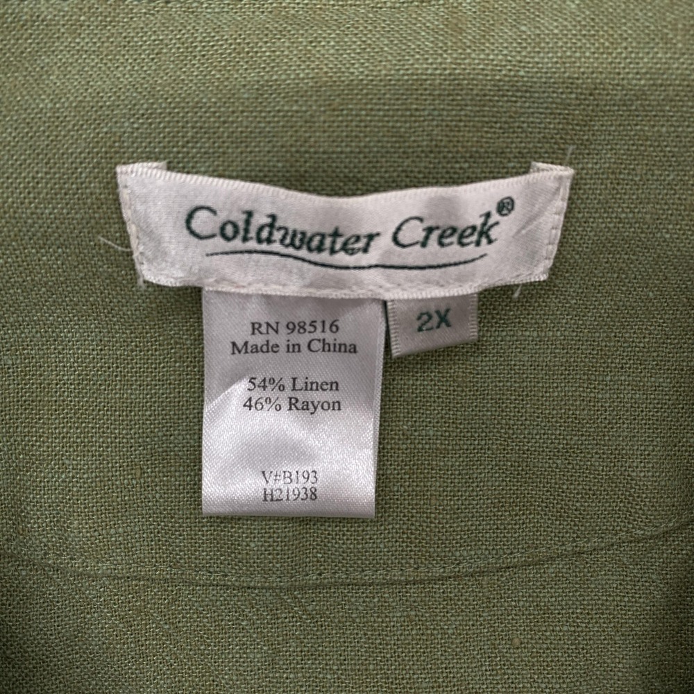 Coldwater Creek Jacket Womens 2X Green Linen Blend Button Front Capsule - Picture 6 of 11